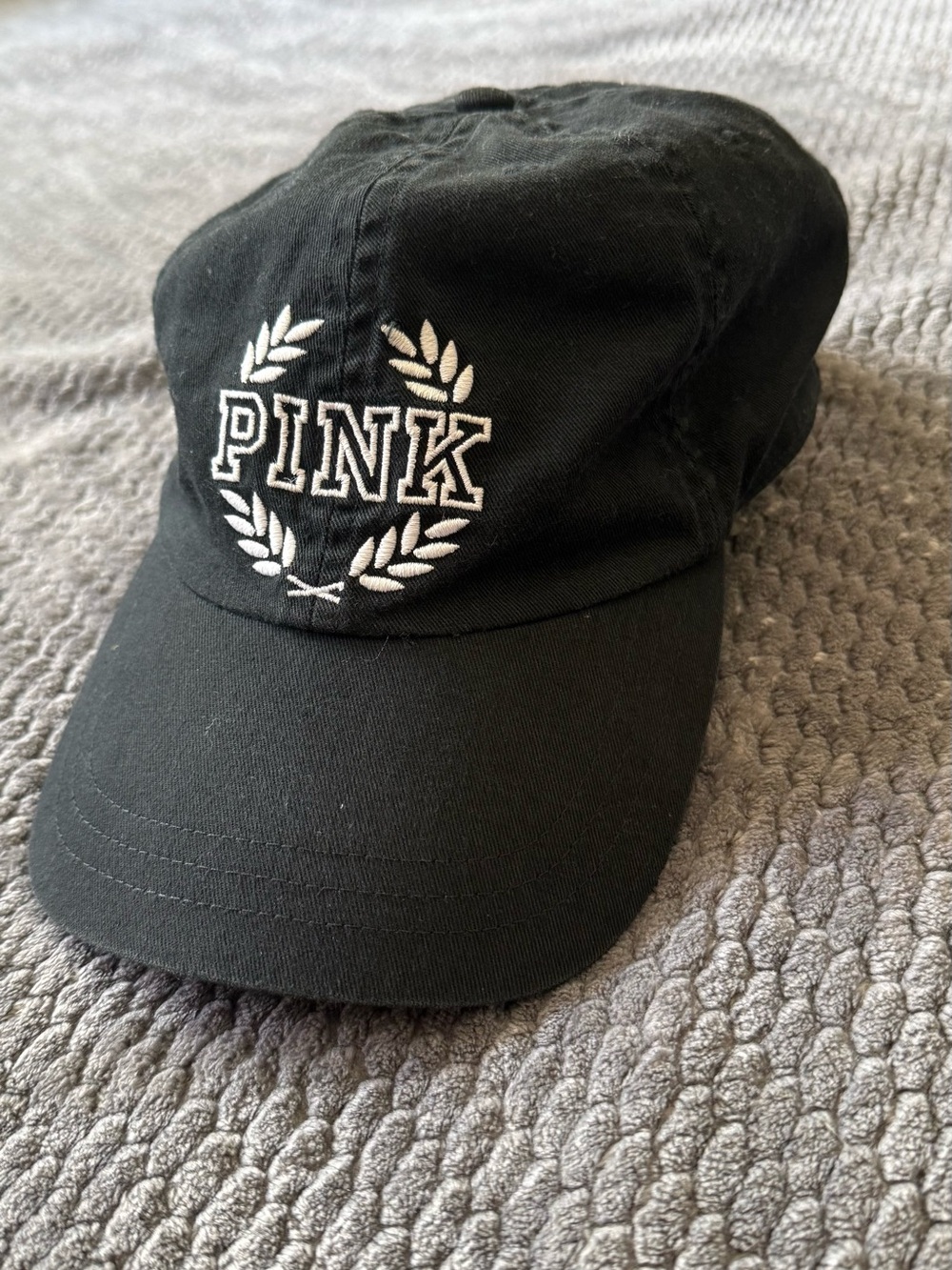 PINK Victoria's Secret Black Baseball Cap with White Embroidered Logo